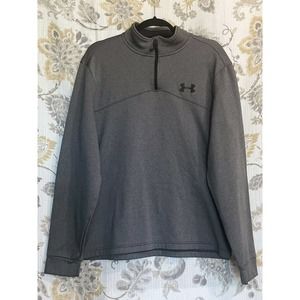 Under Armour 1/4 Zip Sweater Mens Size L Gray Long Sleeve Fleece Pullover Shirt